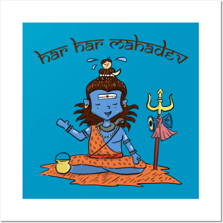 Har Har Mahadev cute illustration Posters and Art